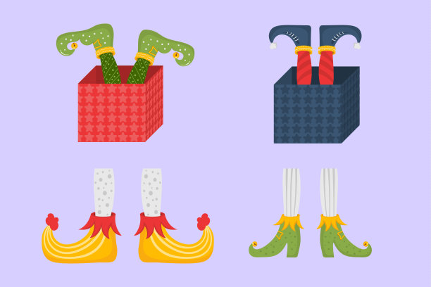 精灵的脚，精灵的鞋，圣诞老人助手的腿图片下载