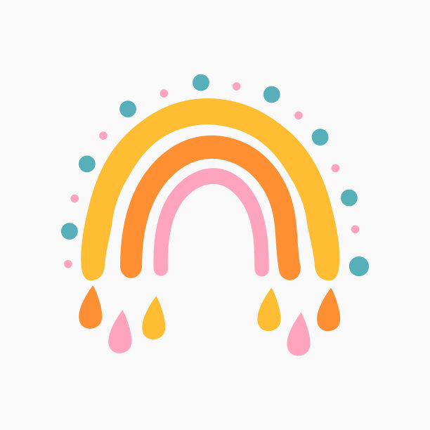 彩虹放荡不羁的打印。完美的婴儿送礼会，生日，儿童聚会，暑假，服装印花。图片下载