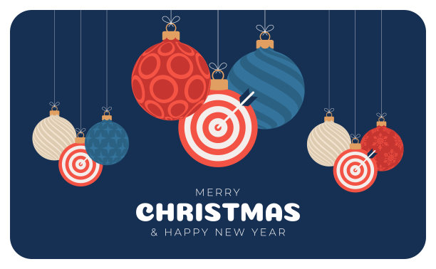 目标Dash圣诞卡。圣诞快乐运动贺卡。挂在一根线目标Dash作为一个圣诞球和黑色背景上的金色小饰物。运动矢量插图。图片下载