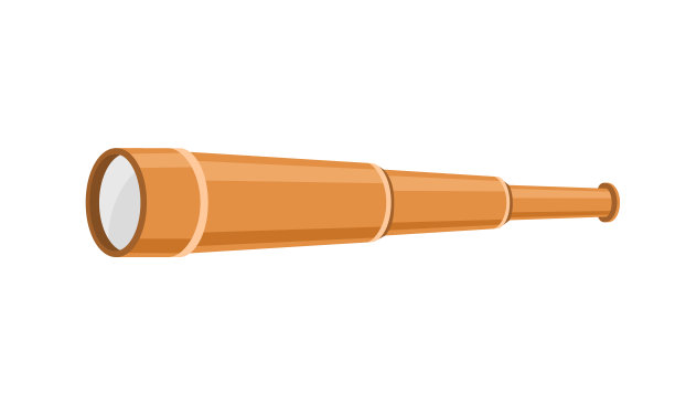 海盗小望远镜。狂欢节服装道具。冒险。盗版图标孤立在白色背景。矢量插图在平面卡通风格图片下载