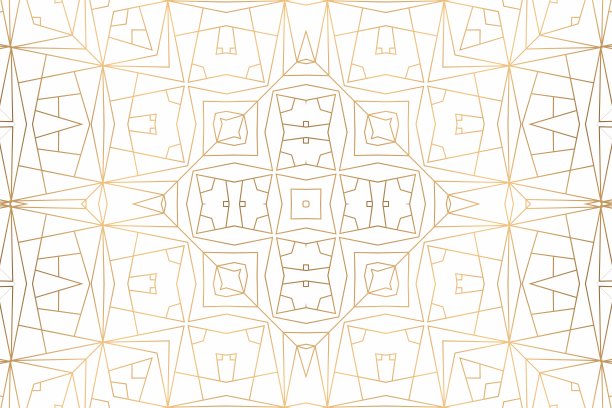 金色几何抽象背景上的白色。图案为装饰设计，对称图案为金色图片下载