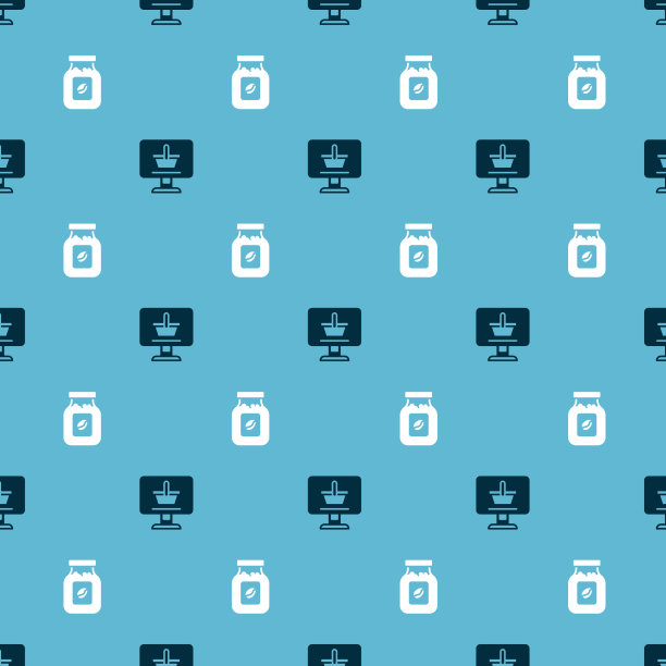 把购物车放在电脑和咖啡罐上图片下载