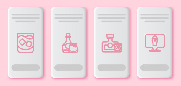 设行威士忌瓶和威士忌杯图片下载