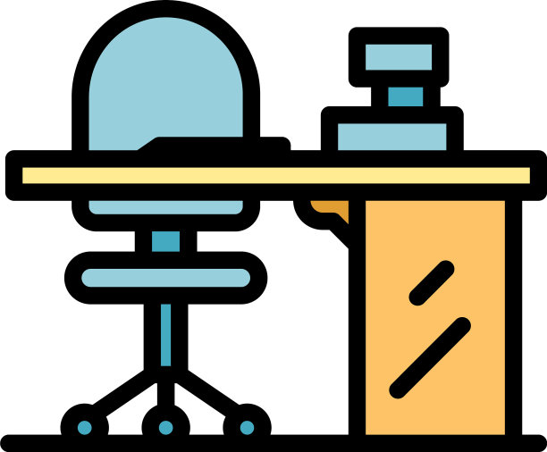 椅子工作场所图标颜色轮廓图片下载