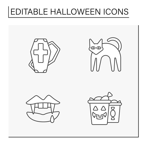 万圣节线图标集图片下载