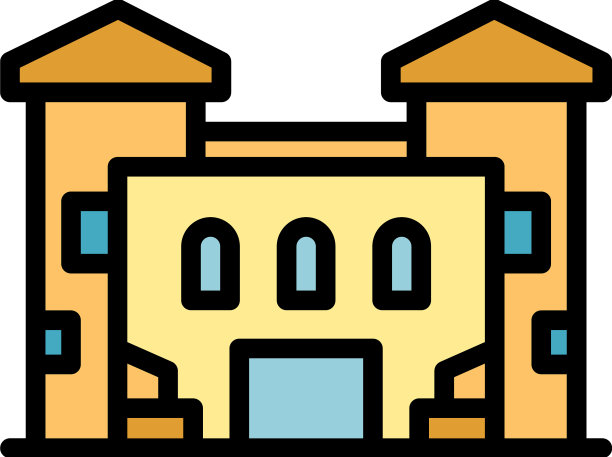 旧校园图标颜色轮廓图片下载