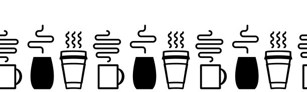 热咖啡杯图标无缝线条图片下载