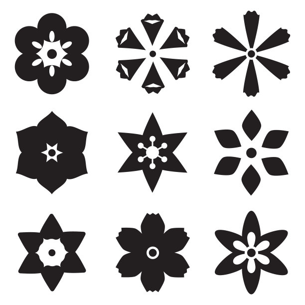 花卉图标集花卉符号与雏菊标志图片下载