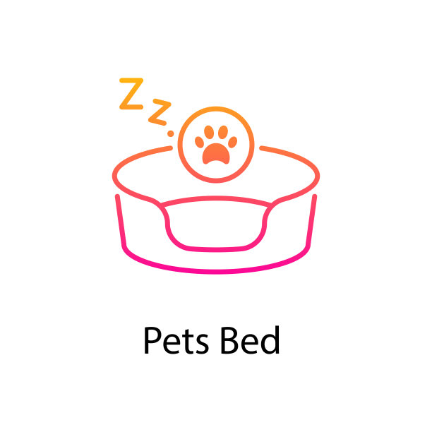 宠物床矢量渐变图标设计插图。兽医符号在白色背景EPS 10文件图片下载