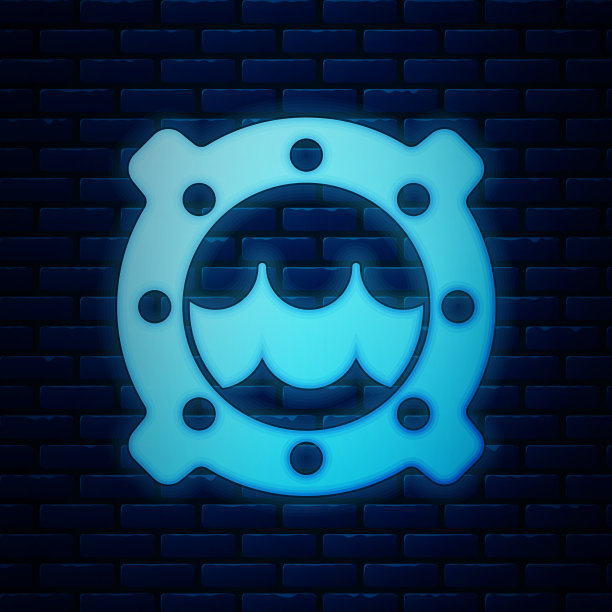 发光的霓虹灯船的舷窗和铆钉图片下载