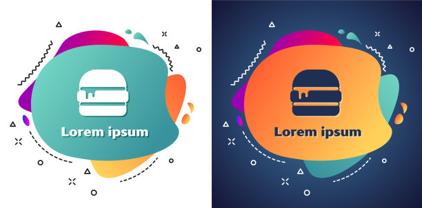 白色汉堡图标孤立在白色和蓝色图片下载