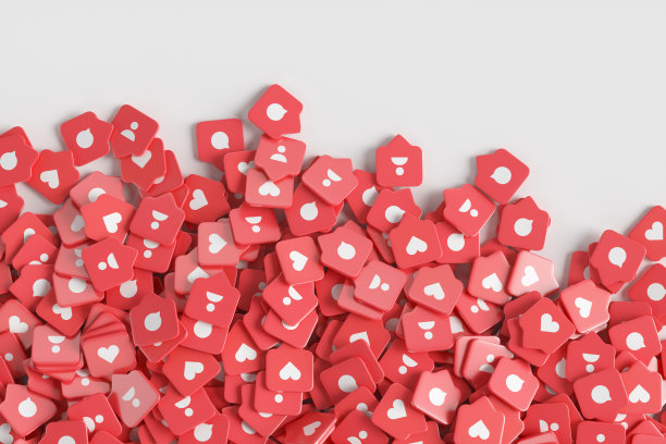 白色背景上的一群红色的喜欢。图片下载