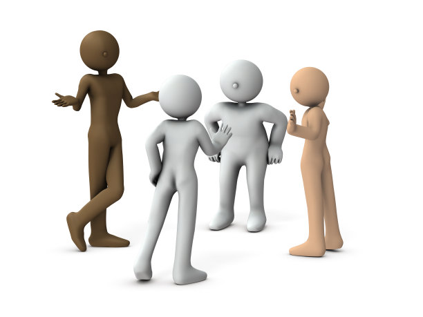 来自世界各地的代表讨论国际规则。白色背景。3 d渲染。图片下载