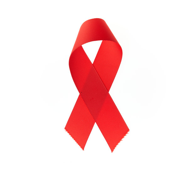 红色的hiv意识丝带在孤立的白色背景。图片下载