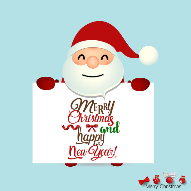 圣诞贺卡与圣诞老人和圣诞快乐的文字。矢量图图片下载