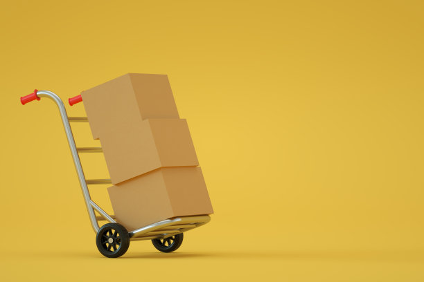手推车上的纸板箱图片下载