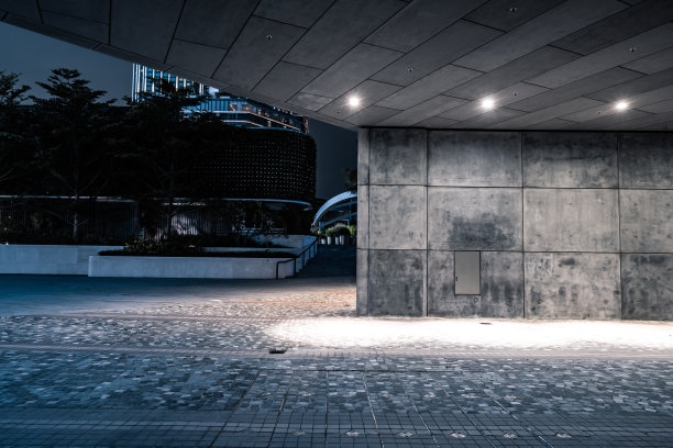 空砖人行道在晚上图片下载