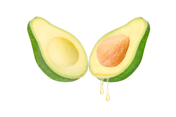 在白色背景上分离的鳄梨油。图片下载