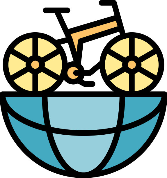 全球自行车租赁图标颜色轮廓图片下载