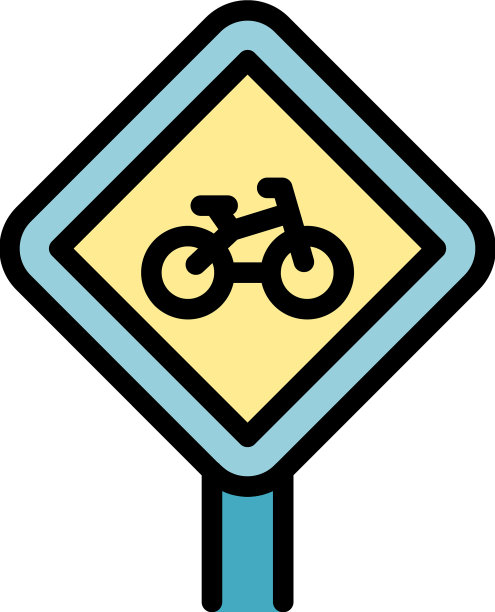 自行车标志道路图标颜色轮廓图片下载