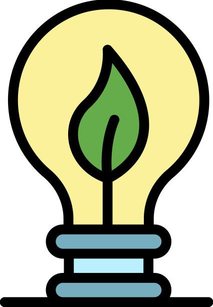 环保回收灯泡图标颜色轮廓图片下载