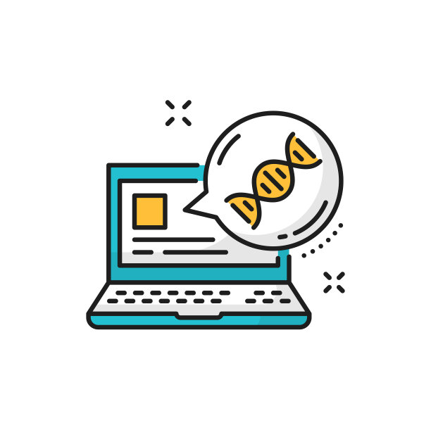 DNA螺旋在电脑屏幕上的隔离线图标图片下载