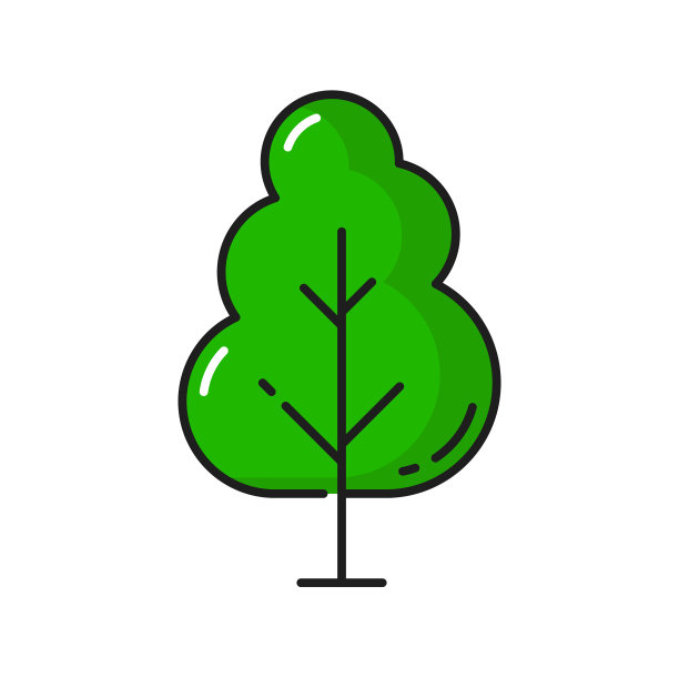 绿色的树洁净的环境植物细线图标图片下载