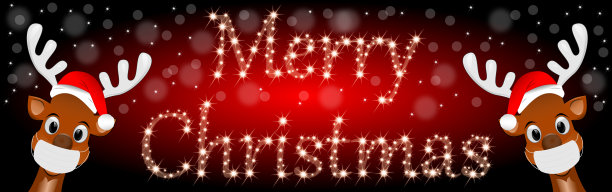 戴着Covid-19口罩祝圣诞快乐的驯鹿——插图图片下载