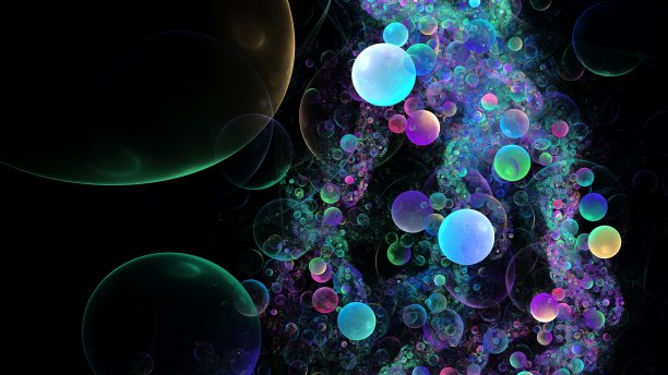 水里有五颜六色的气泡，汽水里有很多气体和氧气气泡。透明抽象设计背景图片下载