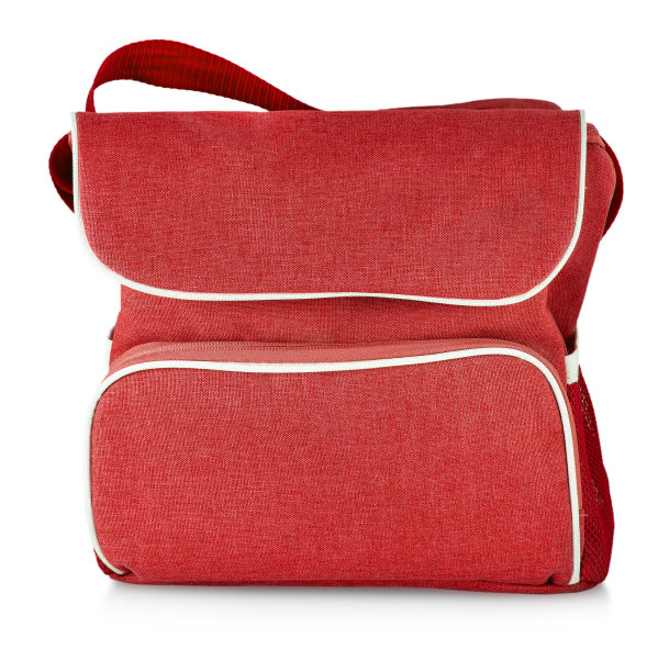 红色牛仔布袋孤立在白色背景图片下载