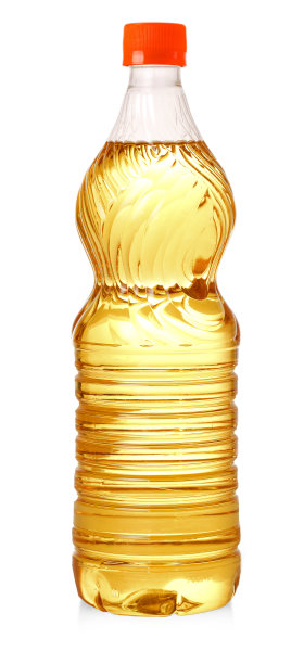 瓶向日葵油分离在白色的背景图片下载