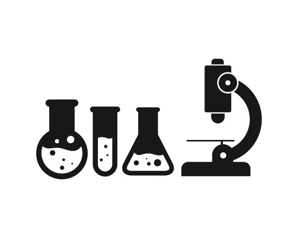 白色背景上的科学实验室图标，化学图标矢量图图片下载