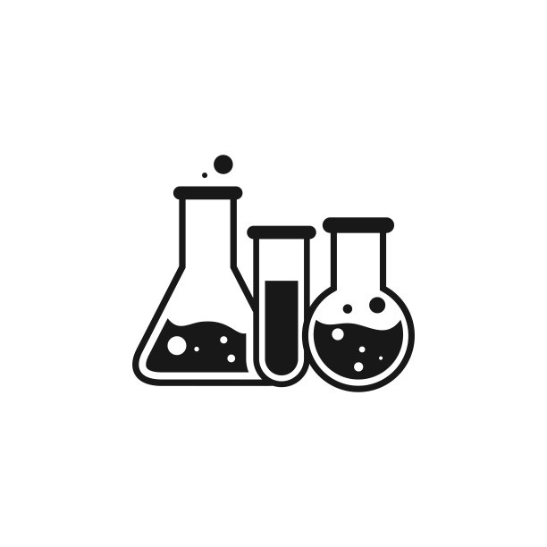 白色背景上的科学实验室图标，化学图标矢量图图片下载