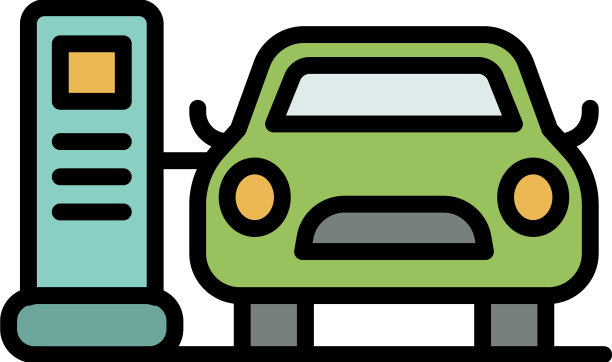 汽车电动加油图标颜色轮廓图片下载