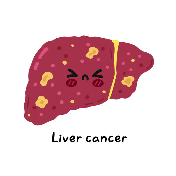 可爱的，悲伤的，生病的，有趣的，肝癌的角色。矢量手绘卡通卡哇伊人物插图图标。孤立在白色背景上。人类肝癌，生病的卡通人物概念图片下载