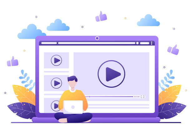 视频教程背景矢量插图。在电脑上观看和在线流关于教育，为网络横幅，小册子，海报或书封面的知识图片下载