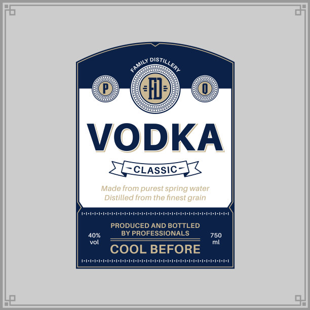 矢量伏特加标签模板图片下载