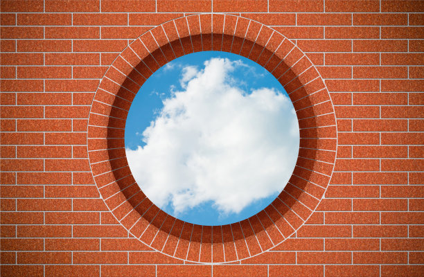 从窗口看多云的天空-自由概念图像图片下载