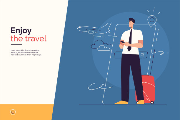 矢量插图的主题旅行，搜索和购买机票，在线机票预订通过智能手机。可编辑的中风图片下载