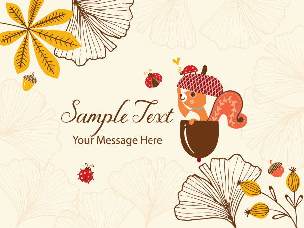 可爱的秋天松鼠在橡果向量卡背景图片下载