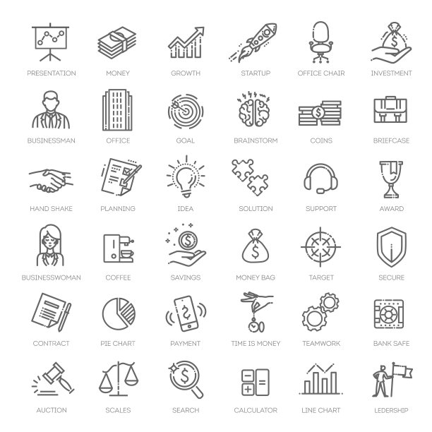 商业和金融网络图标集图片下载