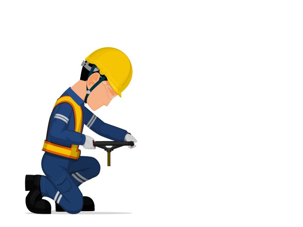 一组工人在白色背景上手持手轮图片下载