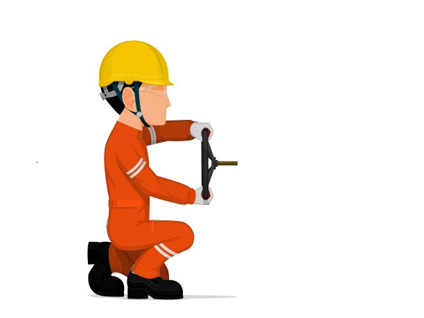 一组工人在白色背景上手持手轮图片下载