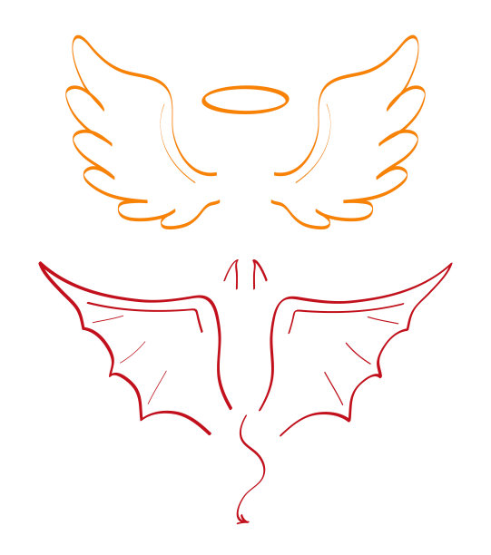 天使素描翼集向量。标记手画风格的神圣的创作。翅膀，鸟，天鹅，鹰的羽毛。图片下载
