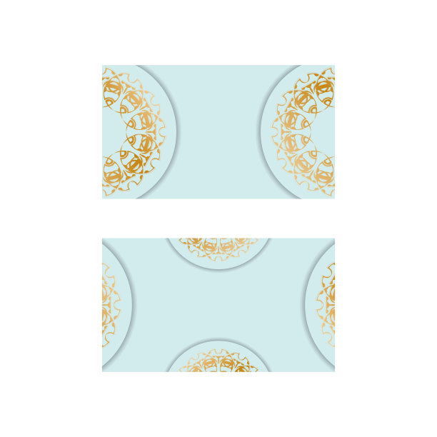 名片在海蓝宝石的颜色与抽象的黄金装饰您的品牌。图片下载