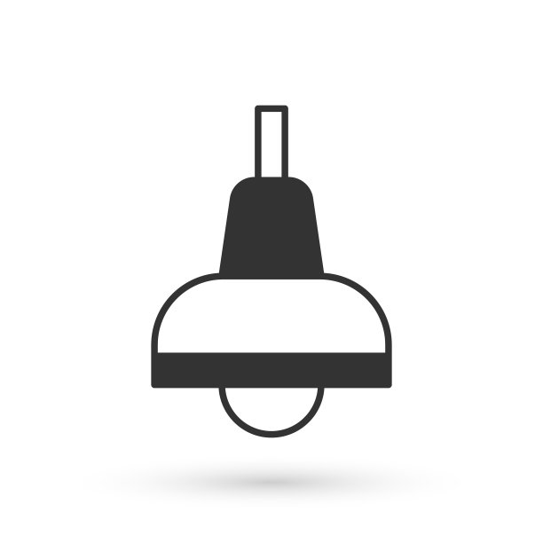 灰色灯挂图标孤立在白色背景。天花板灯、灯泡。向量图片下载
