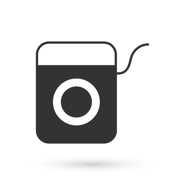 灰色牙线图标孤立在白色背景。向量图片下载