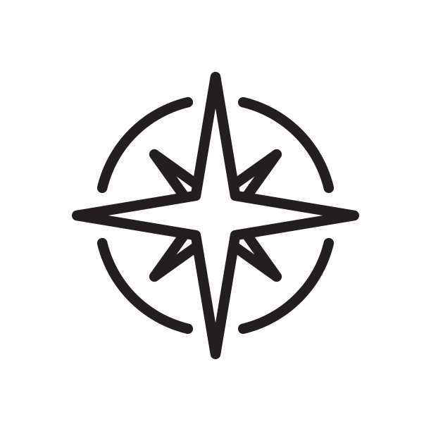 白色背景风向玫瑰线条图标图片下载