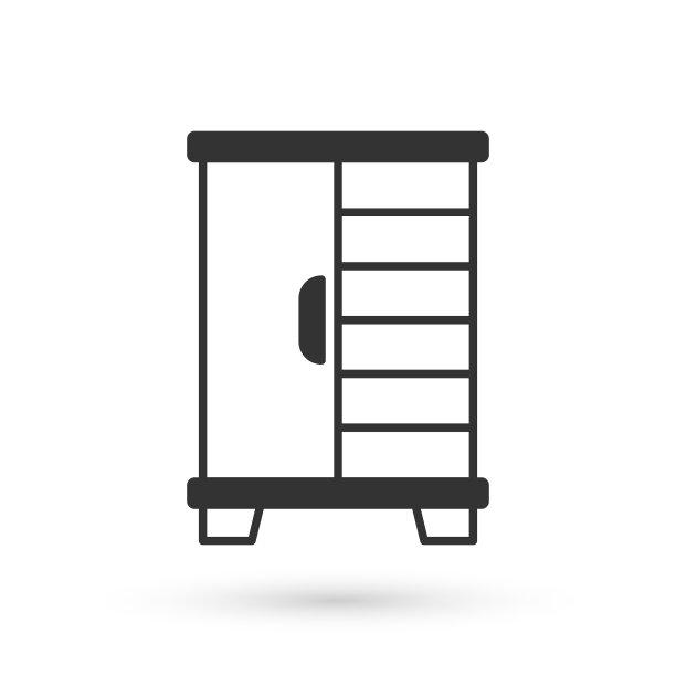 灰色衣柜图标孤立在白色背景。橱柜的迹象。向量图片下载