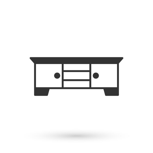 灰色电视台架图标孤立在白色背景。向量图片下载